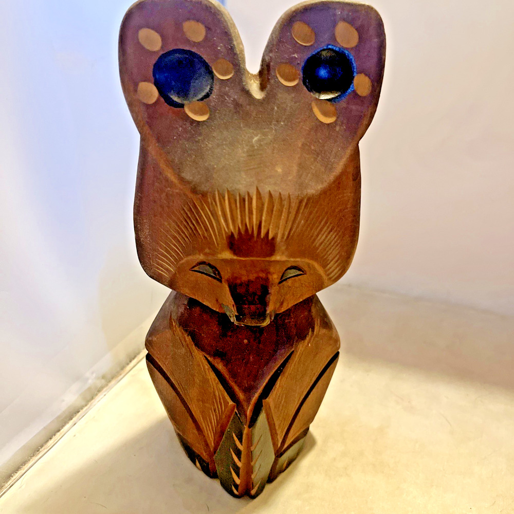 BEAR KUMA hand wood carving HOKKAIDO JAPAN 8.25"